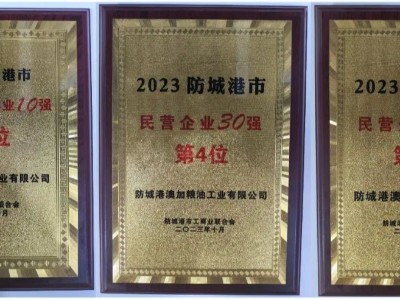 喜報(bào)|澳加糧油榮獲“2023防城港市民營(yíng)企業(yè)30強(qiáng)”第4名